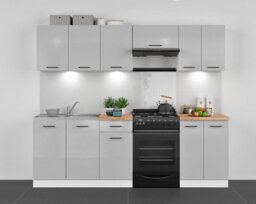 Impact Furniture Kitchen Wall Unit 600mm Extractor Fan Housing Cabinet Light Grey Gloss Lift Up Half Height Door Bridging Cooker Hood Junona - thumbnail 5