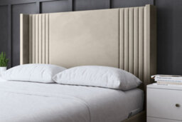 DS Living Elara Winged Beige Panel Bed With Headboard And Ottoman Base Storage King - thumbnail 4