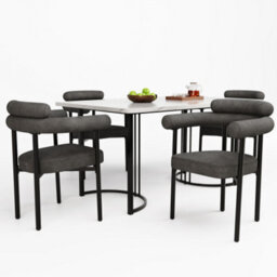 Btm Set Of 4 Faux Suede Dining Armchairs With Armrests Modern Upholstered Kitchen Or Dining Room Chairs - thumbnail 9