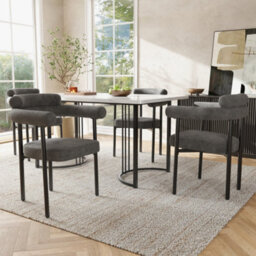 Btm Set Of 4 Faux Suede Dining Armchairs With Armrests Modern Upholstered Kitchen Or Dining Room Chairs - thumbnail 1