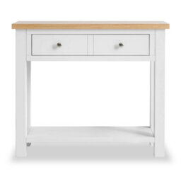 Farro White Console Table With Drawer - Painted With Oak Top - By Roseland Furniture - thumbnail 3