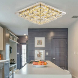Living And Home 3 Square Layered Large Size Glamourous Crystal Chandeliers Led Ceiling Light 70Cm Dimmable - thumbnail 2