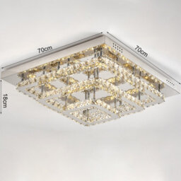 Living And Home 3 Square Layered Large Size Glamourous Crystal Chandeliers Led Ceiling Light 70Cm Dimmable - thumbnail 7