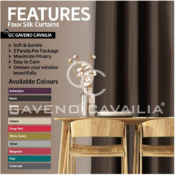 Gc Gaveno Cavailia Silk Sheen Eyelet Curtain 66X54 Chocolate 100% Polyester Ring Top Fully Lined Drapes - thumbnail 2