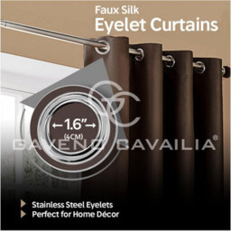 Gc Gaveno Cavailia Silk Sheen Eyelet Curtain 66X54 Chocolate 100% Polyester Ring Top Fully Lined Drapes - thumbnail 4