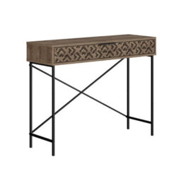 Decortie Modern Heaton Console 1-Drawer Storage Sideboard Elegant Metal Legs 110(W)Cm Dark Oak Effect - thumbnail 2