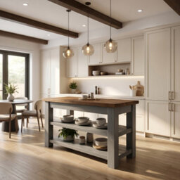 L72Xw72Cm Rowan Kitchen Island / Breakfast Bar / Rustic Grey Painted Island - thumbnail 4