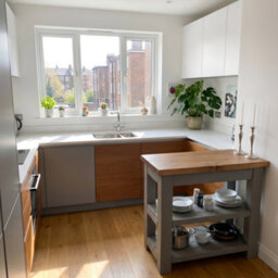 L72Xw72Cm Rowan Kitchen Island / Breakfast Bar / Rustic Grey Painted Island - thumbnail 9