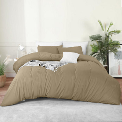 Bedlooms Beige Cotton Duvet Cover Set, Breathable & Anti-Allergic Bedding Set, Single 135X200Cm - image 1