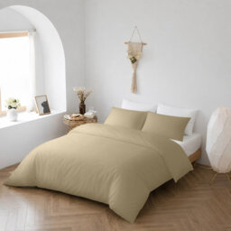 Bedlooms Beige Cotton Duvet Cover Set, Breathable & Anti-Allergic Bedding Set, Single 135X200Cm - thumbnail 7