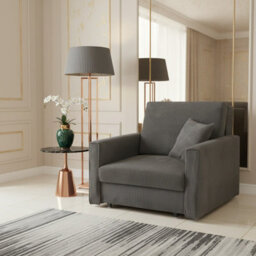 Viva Bis I Premium Sofa Bed Armchair With Storage For Lounge Chipboard Polyurethane Foam 103X85X98Cm Grey - thumbnail 2