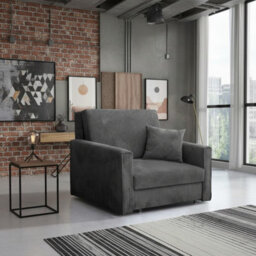 Viva Bis I Premium Sofa Bed Armchair With Storage For Lounge Chipboard Polyurethane Foam 103X85X98Cm Grey - thumbnail 1