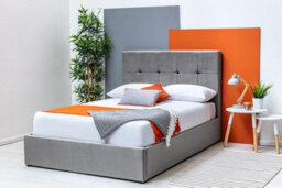 Horwood Grey Velvet Gas Lift Ottoman Storage Bed Frame Double 4Ft6 - thumbnail 3