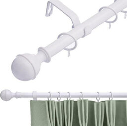 Lister Cartwright 19 mm Extendable Metal Curtain Pole Rods - White (Ball Finials, 210-360 Cm) - thumbnail 1