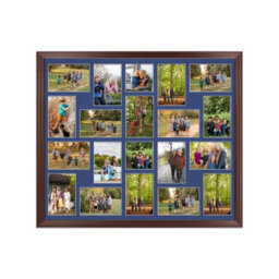AK Frames 80X70Cm Rose Wood Classic Multi Photo Frame With Blue Mount - Holds 20 Apertures (18X) 6X4, (2X) 4X4 Photos - thumbnail 1
