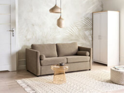 Beliani Traditional Sofa Bed Inkoo Fabric Brown - thumbnail 2