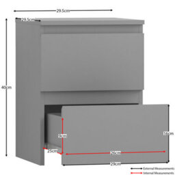 Lassic Vida Designs Denver Grey 2 Drawer Bedside Chest (H)400mm (W)295mm (D)295mm - thumbnail 2