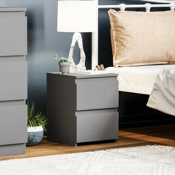 Lassic Vida Designs Denver Grey 2 Drawer Bedside Chest (H)400mm (W)295mm (D)295mm