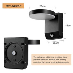 Harper Living Matt Black Modern Round Led Outdoor Wall Light Mains Powered, Weatherproof Ip54, 20W Integrated Led 4000K 1400 Lumen - thumbnail 7