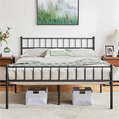 4Ft Black Single Metal Bed Frame Slat Support Bedstead Base W/ Headboard & Footboard - image 1