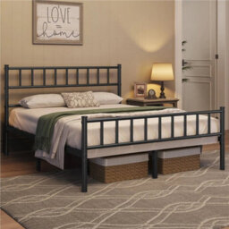 4Ft Black Single Metal Bed Frame Slat Support Bedstead Base W/ Headboard & Footboard - thumbnail 6