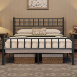 4Ft Black Single Metal Bed Frame Slat Support Bedstead Base W/ Headboard & Footboard - thumbnail 4
