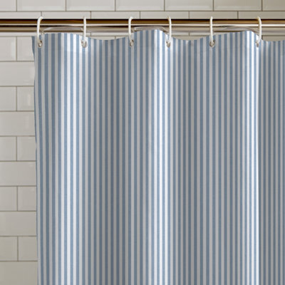 Catherine Lansfield Timeless Stripe 180X180Cm Shower Curtain Blue - image 1