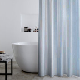 Catherine Lansfield Timeless Stripe 180X180Cm Shower Curtain Blue - thumbnail 2