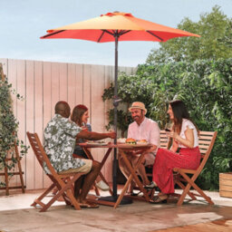 Vonhaus 2M Parasol With Base, Hand Crank & Tilt Function, Uv30+ Protection, Air Vent, Powder Coated Steel Frame, Burnt Orange - thumbnail 9
