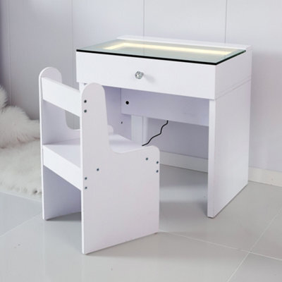 Fenchilin Dressing Table With 6 Drawers And Lights Hollywood Makeup Vanity Desk - image 1