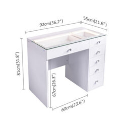 Fenchilin Dressing Table With 6 Drawers And Lights Hollywood Makeup Vanity Desk - thumbnail 9