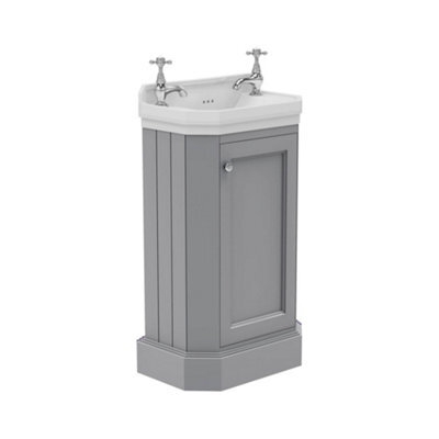 Plum&clay Fairmont Light Grey Traditional Cloakroom Bathroom Vanity Unit With Basin (H)86Cm (W)51Cm - image 1