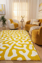 The Rugs Joli Yellow And White Abstract Doodle Rug Soft Dense Pile Easy To Clean And Pet Friendly For Living Rooms And Bedrooms - thumbnail 4