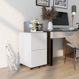 Vinsetto Steel File Cabinet With Hanging Bar For Letter A4 Legal Size White - thumbnail 1