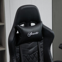 Viokef Vinsetto Racing Gaming Chair With Swivel Wheel, Footrest, Pu Leather Recliner Gamer Desk For Home Office, Black - thumbnail 8
