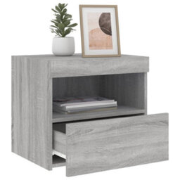 Berkfield Bedside Cabinet With Led Lights Grey Sonoma 50X40X45 Cm - thumbnail 5