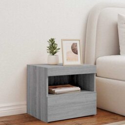 Berkfield Bedside Cabinet With Led Lights Grey Sonoma 50X40X45 Cm - thumbnail 3