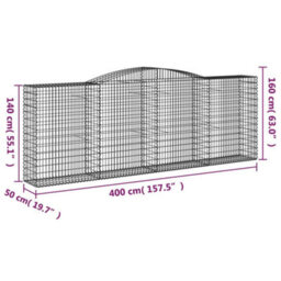 Berkfield Arched Gabion Baskets 8 Pcs 400X50X140/160 Cm Galvanised Iron - thumbnail 6