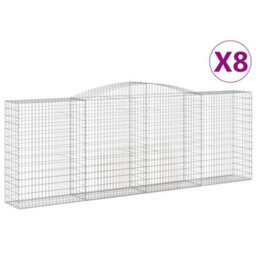 Berkfield Arched Gabion Baskets 8 Pcs 400X50X140/160 Cm Galvanised Iron - thumbnail 2