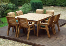 Charles Taylor Trading Eight Seater Square Table Set With Cushion - W250 X D250 X H98 - Fully Assemble - Green - thumbnail 3