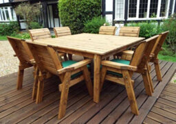 Charles Taylor Trading Eight Seater Square Table Set With Cushion - W250 X D250 X H98 - Fully Assemble - Green - thumbnail 6