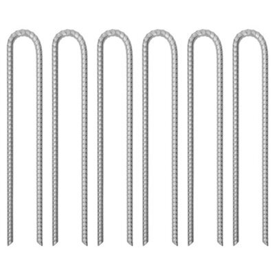 Walplus Tent Pegs 6 Pcs U-Shaped 41.5 Cm 12 mm Galvanised Steel - image 1