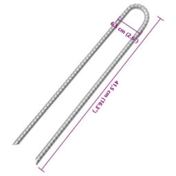 Walplus Tent Pegs 6 Pcs U-Shaped 41.5 Cm 12 mm Galvanised Steel - thumbnail 5