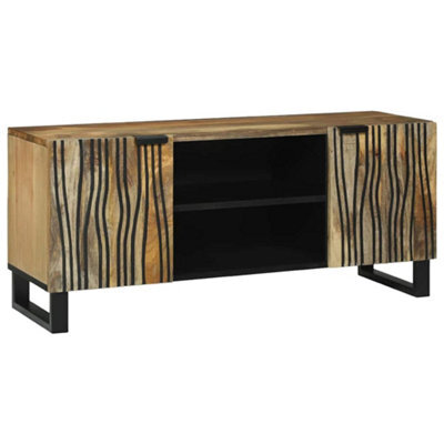 Berkfield Tv Cabinet, 105 X 33.5 X 46 Cm, Made From Solid Mango Wood And Engineered Wood. - image 1