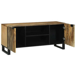 Berkfield Tv Cabinet, 105 X 33.5 X 46 Cm, Made From Solid Mango Wood And Engineered Wood. - thumbnail 2