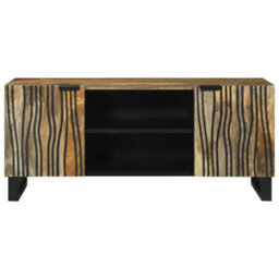 Berkfield Tv Cabinet, 105 X 33.5 X 46 Cm, Made From Solid Mango Wood And Engineered Wood. - thumbnail 3