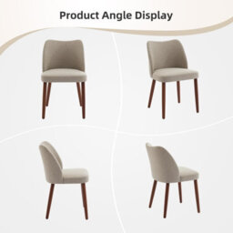 London Boutique Set Of 2 Linen Fabric Dining Chair With Wood Legs (W)47Cm (D)51Cm (H)78Cm - Khaki - thumbnail 3