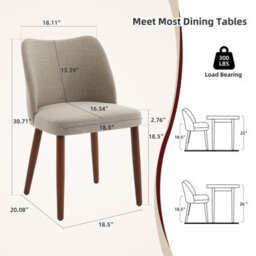 London Boutique Set Of 2 Linen Fabric Dining Chair With Wood Legs (W)47Cm (D)51Cm (H)78Cm - Khaki - thumbnail 2