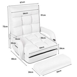 2 In 1 Folding Lazy Sofa Lounger Floor Gaming Armchair Bed Recliner Adjustable - thumbnail 2