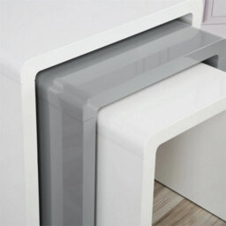 Set Of 3 White Grey Side End Living Room Furniture Nest Of Tables - thumbnail 4